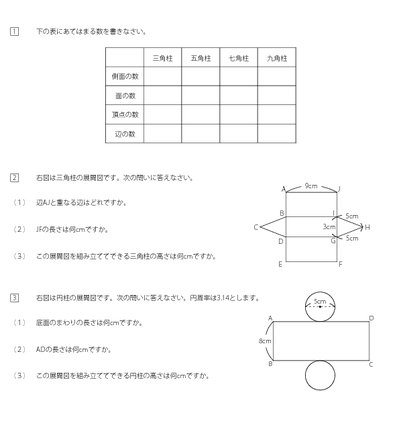 角柱と円柱の展開図